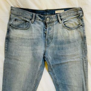 Allsaints Men’s Distressed Light Wash Jeans